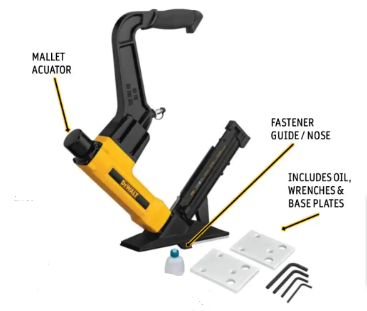 DISCOUNT BROS, DEWALT 2-in-1 15.5-Gauge & 16-Gauge Flooring Tool (Slightly Used, No Hammer) - $150