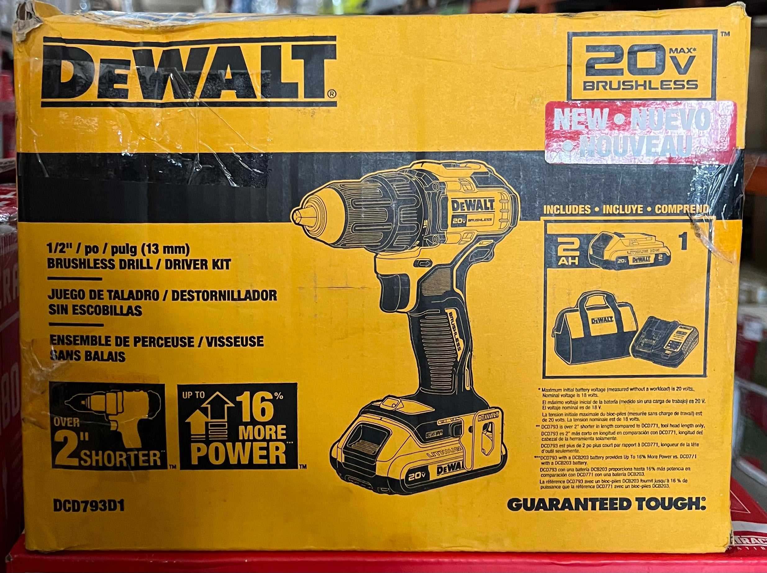 DISCOUNT BROS, DEWALT 20-volt Max Brushless Drill (1-Battery, Charger and Soft Bag included) - $110