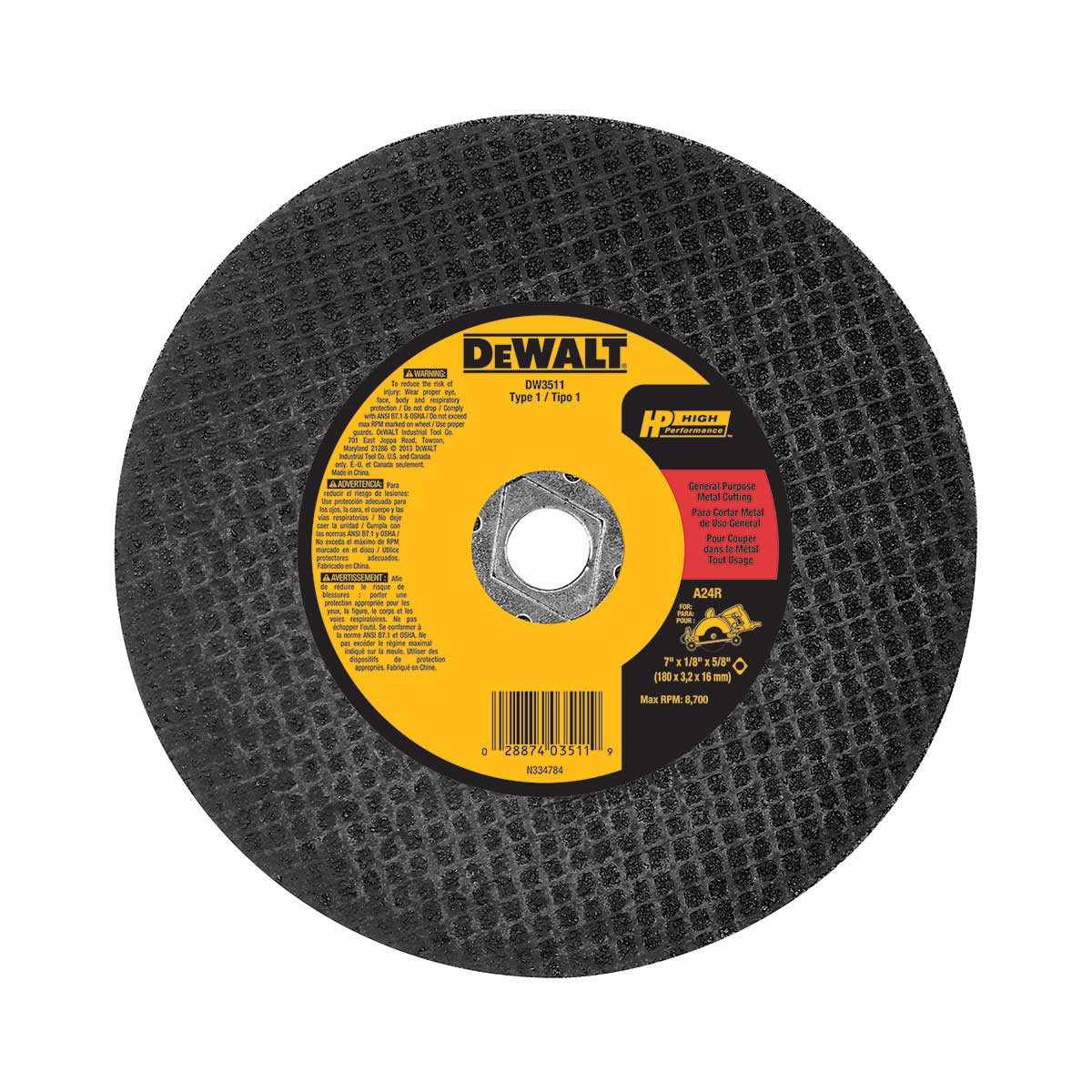 Dewalt, DEWALT 7 In. HP Metal Cutting Abrasive Saw Blade Type 1