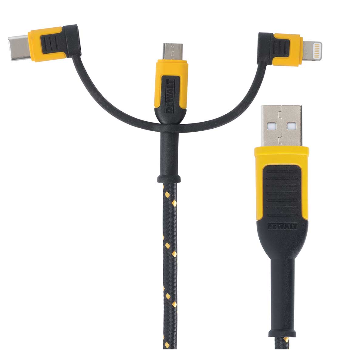 Dewalt, DEWALT Reinforced 3-in-1 Cable for Lightning, USB-C and Micro-USB