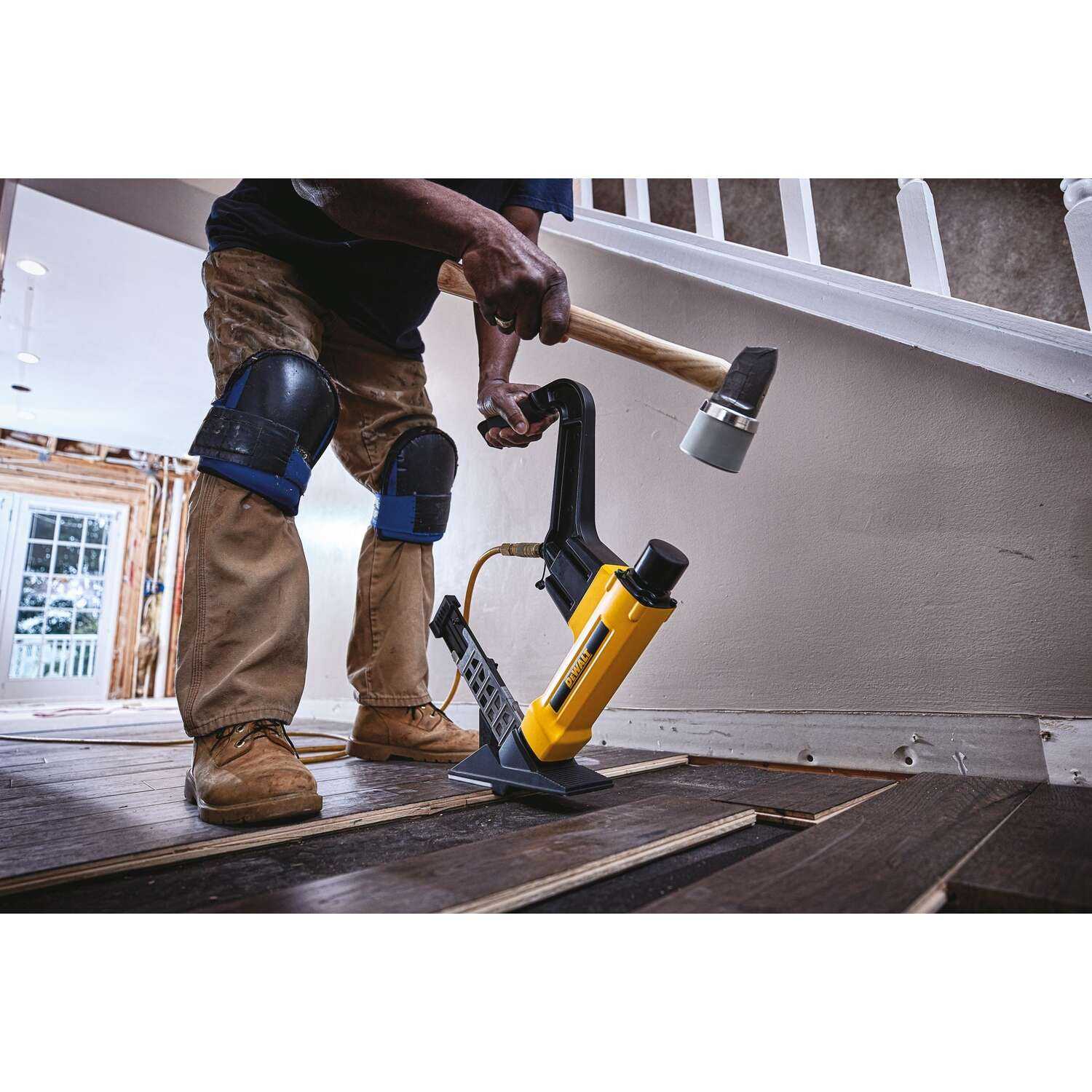 DISCOUNT BROS, DeWalt 15.5/16 Ga. Hardwood Floor Positioning Tool Kit (Slightly Used) - $170 (missing plates )