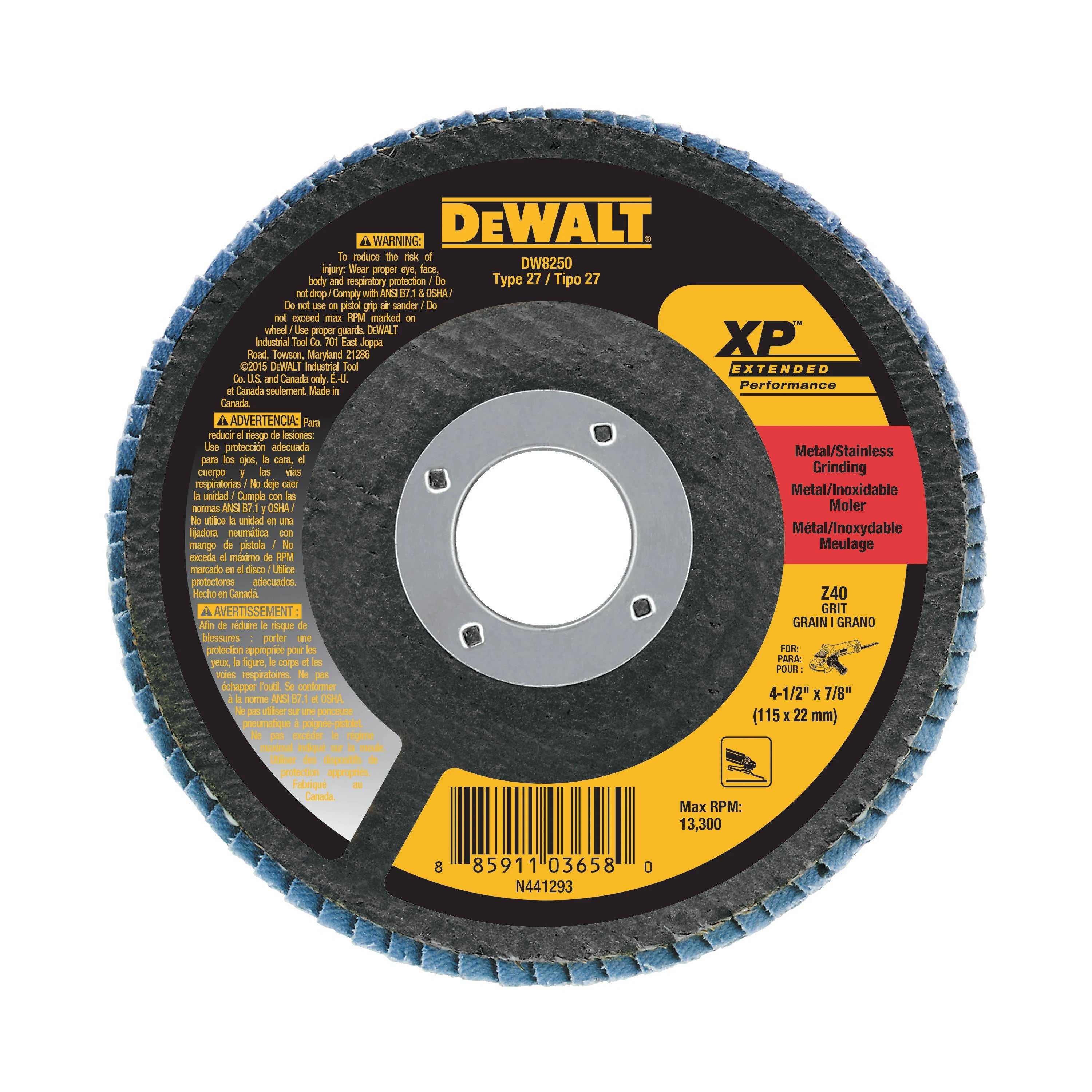 Dewalt, Dewalt DW8250 4-1/2" x 7/8" 40g XP Flap Disc