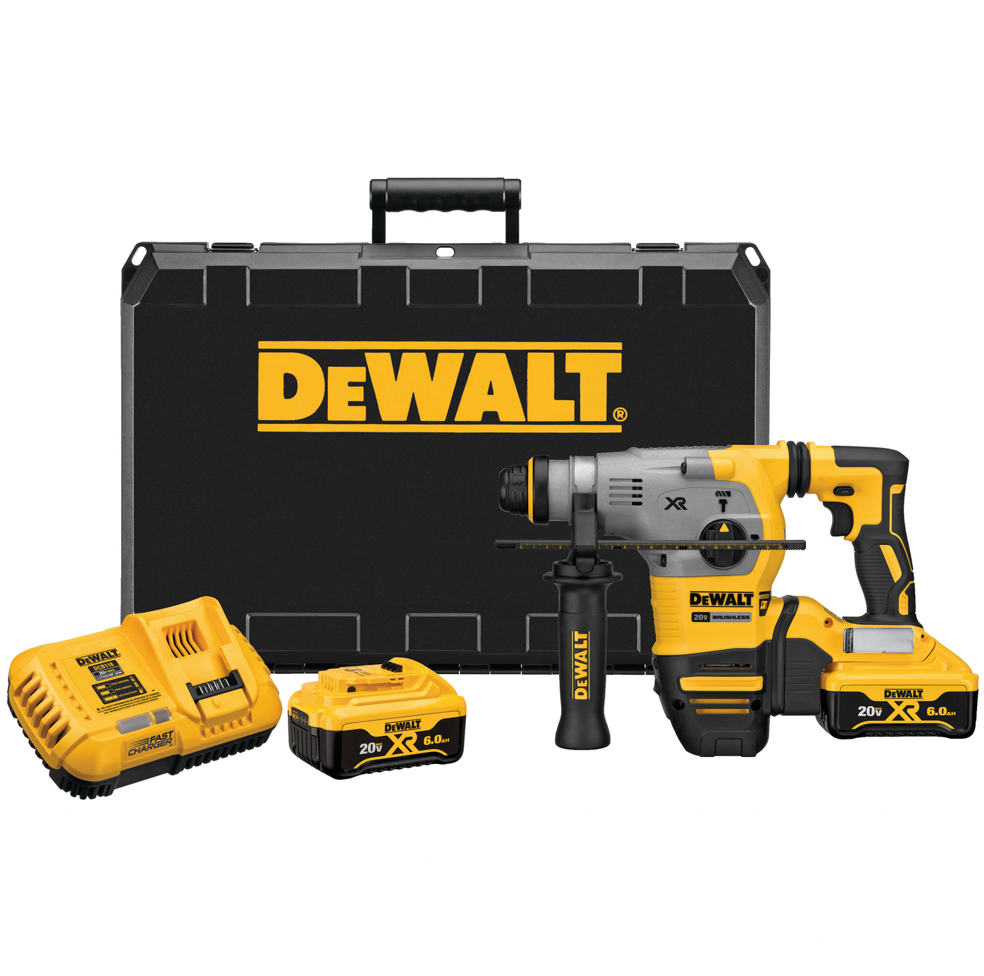 Cougar Sales & Rental, Inc., Dewalt® 20V Max XR Brushless 1-1/8” L-Shape SDS Plus Rotary Hammer Kit w/6.0Ah DCH293R2